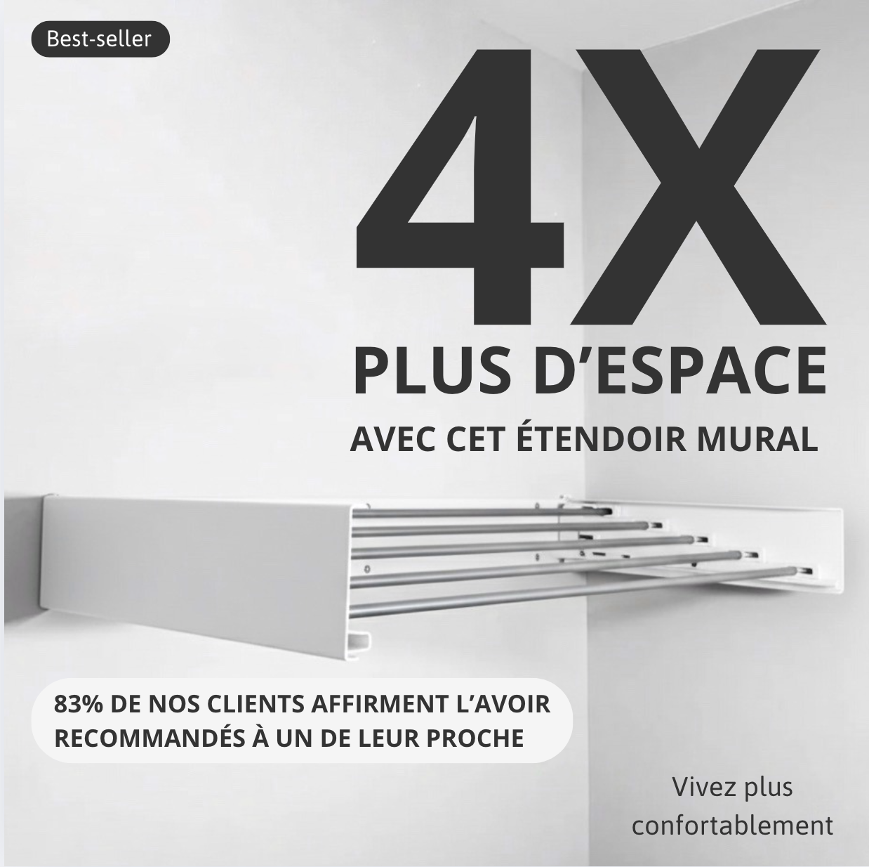 Étendoir mural blanc